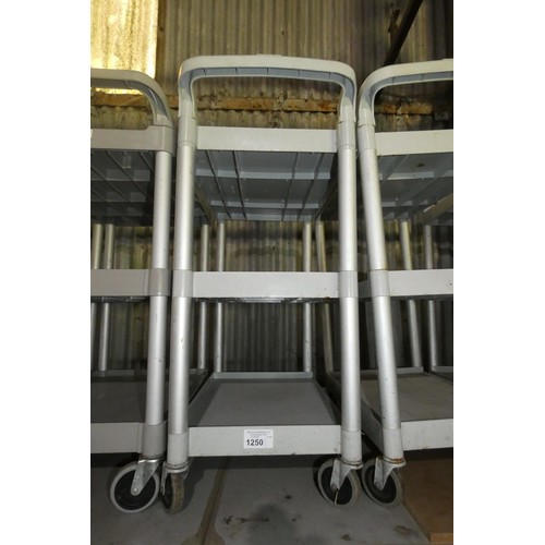 1250 - A grey 3 tier plastic catering type trolley