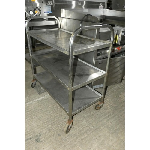 1293 - A commercial stainless steel 3 tier catering type trolley