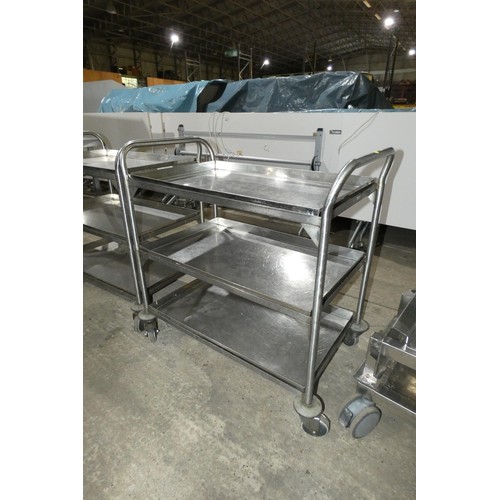 1296 - A commercial stainless steel 3 tier catering type trolley