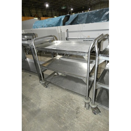 1297 - A commercial stainless steel 3 tier catering type trolley