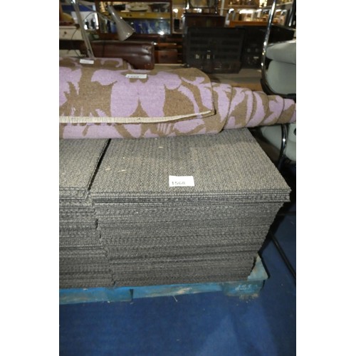 1568 - A quantity of approx 200 brown patterned carpet tiles each approx 50 x 50cm