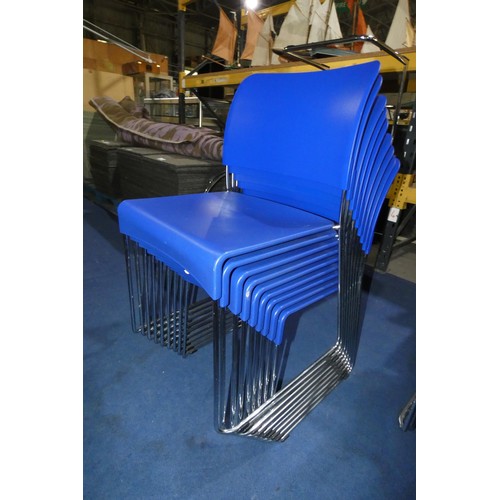 1572 - 9 x Vitra Sim blue plastic stacking chairs RRP £345 each