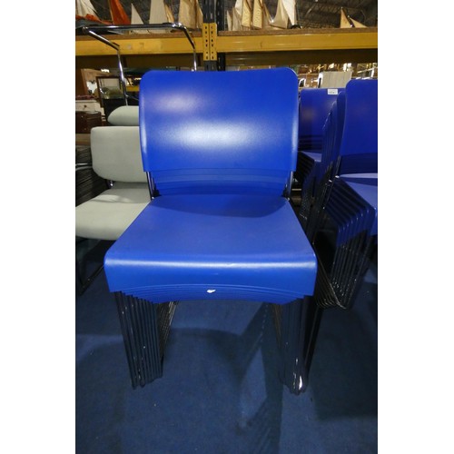 1572 - 9 x Vitra Sim blue plastic stacking chairs RRP £345 each