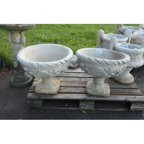 1325 - 2 large round concrete planters