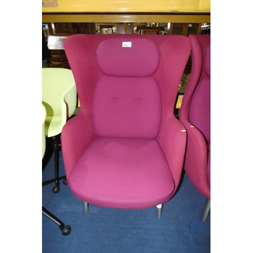 1591 - 1 x Fritz Hansen Ro easy chair designed by Jaime Hayon in pink / burgundy fabric RRP £2995 / 2nd han... 