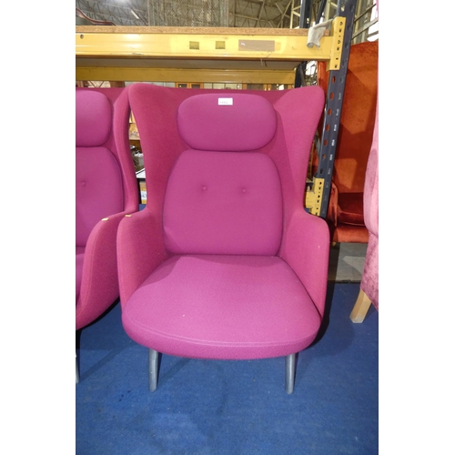 1592 - 1 x Fritz Hansen Ro easy chair designed by Jaime Hayon in pink / burgundy fabric RRP £2995 / 2nd han... 