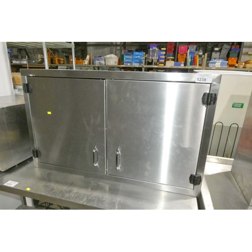 1238 - A commercial stainless steel wall mounted 2 door cupboard approx 100x32cm