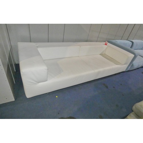 1434 - A Frighetto Italian white leather three person sofa approx 250cm wide