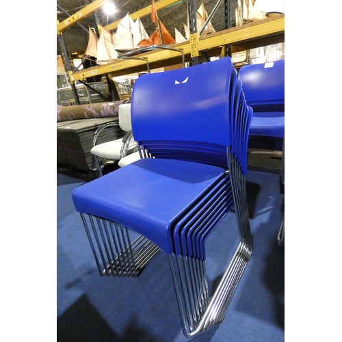 1573 - 8 x Vitra Sim blue plastic stacking chairs RRP £345 each