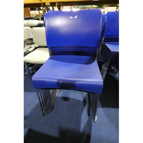 1573 - 8 x Vitra Sim blue plastic stacking chairs RRP £345 each