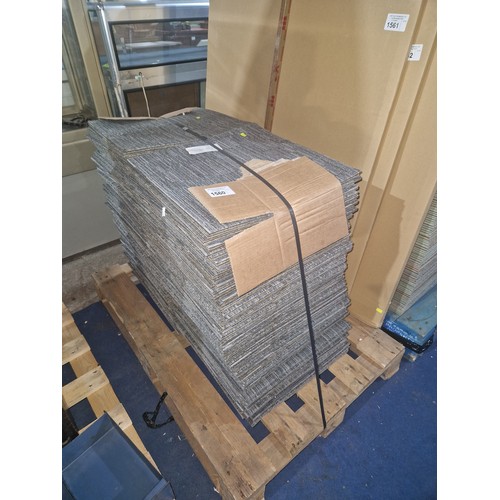 1560 - 1 pallet containing a quantity of approx 200 x used dark grey carpet tiles each approx 46 x 46cm