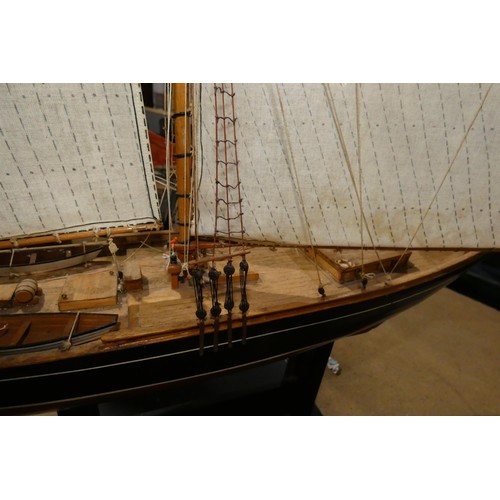 A wooden model of the two masted sailing schooner 