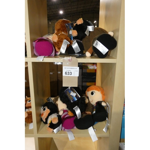 633 - 9 x Harry Potter related super cute plushies by Funko, contents of 2 shelves