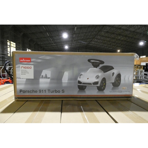 680 - 1 x Rastar Porsche 911 Turbo S child's push along ride on toy car. Boxed and requires assembly - Col... 