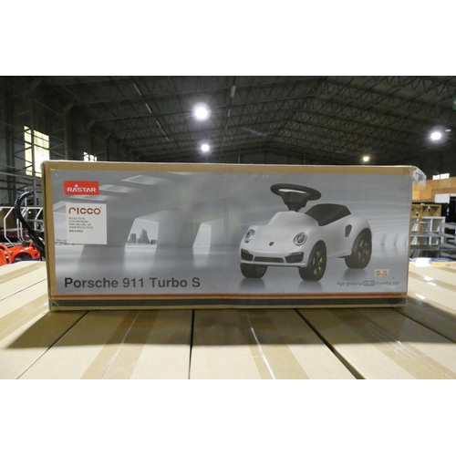 682 - 1 x Rastar Porsche 911 Turbo S child's push along ride on toy car. Boxed and requires assembly - Col... 