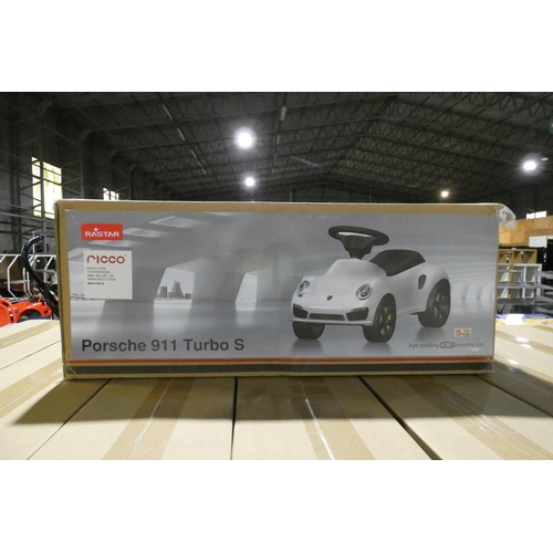 683 - 1 x Rastar Porsche 911 Turbo S child's push along ride on toy car. Boxed and requires assembly - Col... 