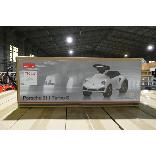 685 - 1 x Rastar Porsche 911 Turbo S child's push along ride on toy car. Boxed and requires assembly - Col... 