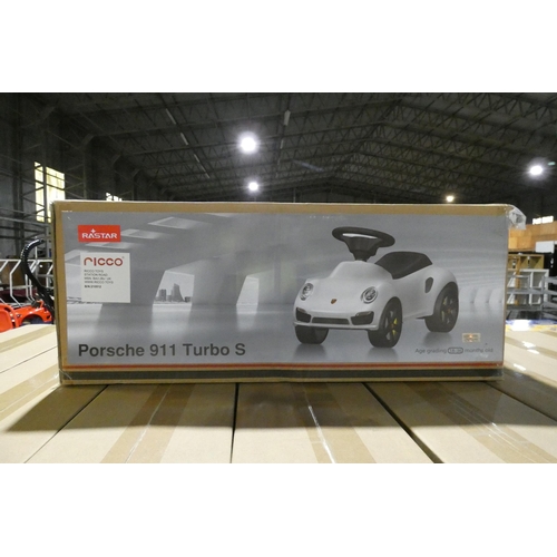 686 - 1 x Rastar Porsche 911 Turbo S child's push along ride on toy car. Boxed and requires assembly - Col... 