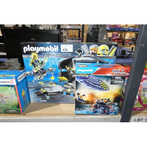 436 - 2 x various Playmobile play sets, Top Agents and City Action 9250 70781