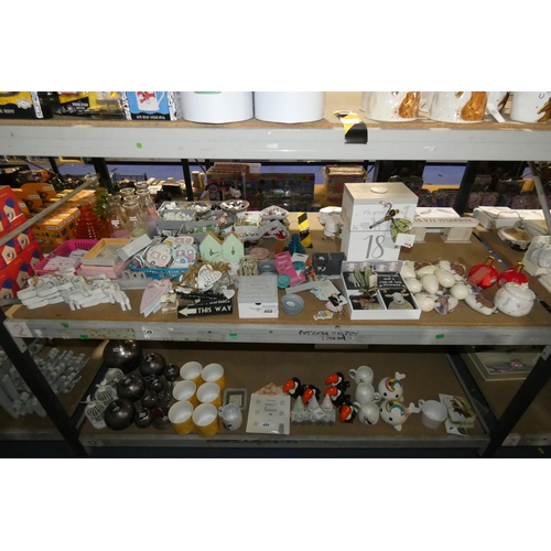 468 - A quantity of various gift items including trinket boxes, clocks, signs, tealight holders etc, conte... 