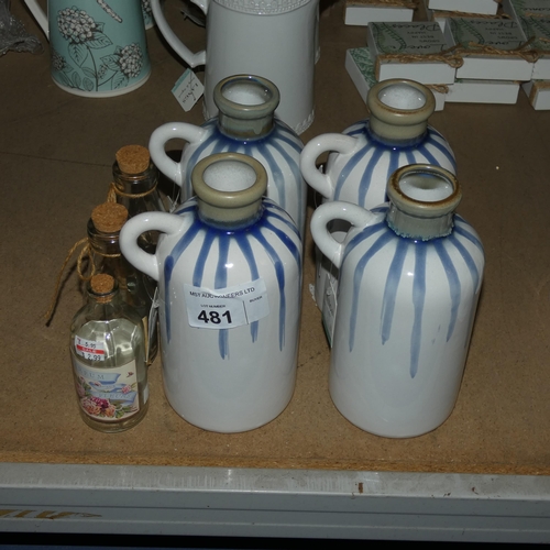 481 - 4 x stoneware style water jugs and 3 glass bottles