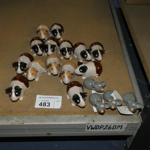 483 - 14 x Guinea pig & 4 mouse ornaments