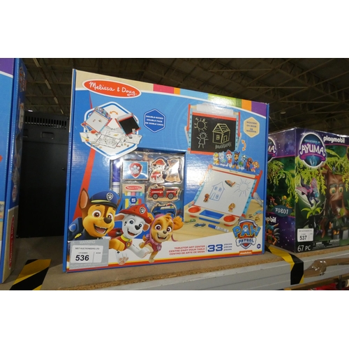 536 - A 33 piece Paw Patrol table top art center by Melissa and Doug