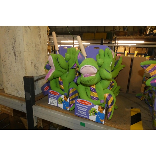 583 - 6 x dragon puppets by Melissa and Doug