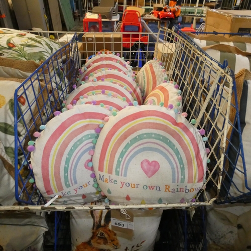 593 - 9 x various scatter cushions, rainbows