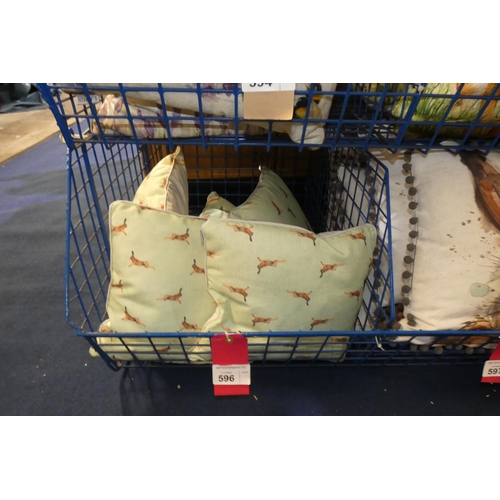 596 - 6 x various scatter cushions, hares