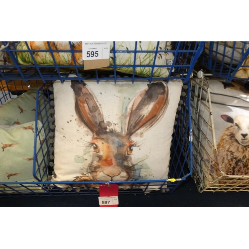 597 - 7 x various scatter cushions, rabbits