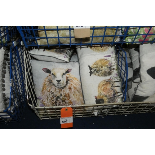 602 - 11 x various scatter cushions, sheep