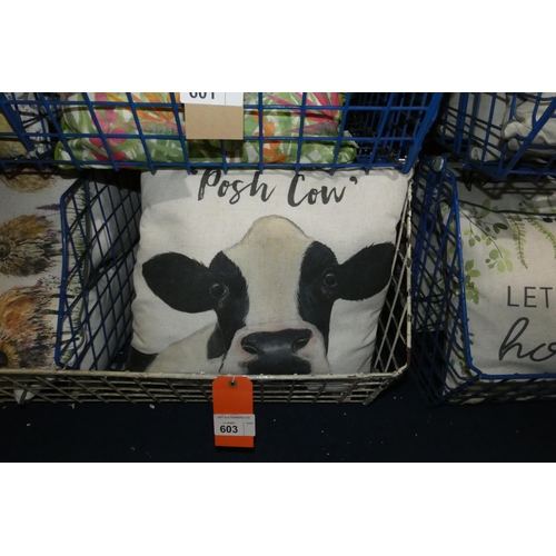 603 - 7 x scatter cushions, cows