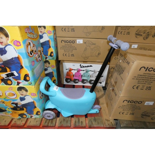 700 - 1 x push along ride on child's walker. Boxed and requires assembly