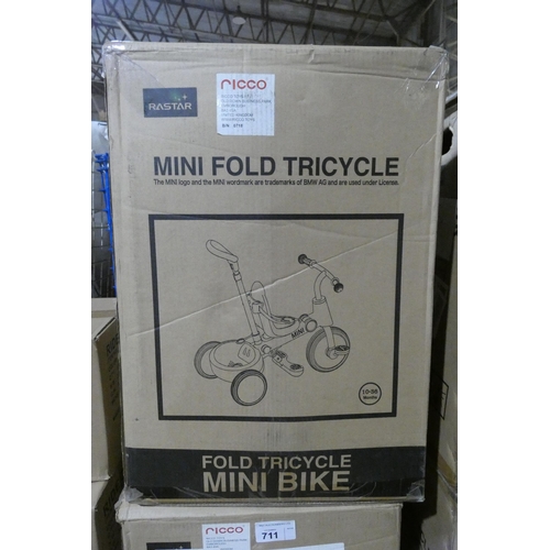 715 - 1 x Ricco Mini fold tricycle. Boxed and requires assembly - Colour is laser blue