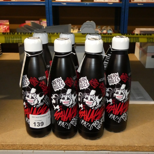 139 - 7 x Disney Villains insulated metal bottles