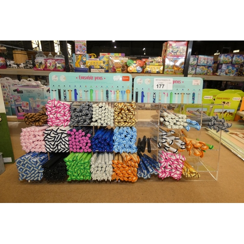 177 - 2 x table top display stands containing a large quantity of Legami erasable pens (RRP £1.99 each)