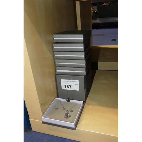 187 - 10 x Disney gift boxes each containing a 14k white gold plated Thumper necklace and pair of earrings... 