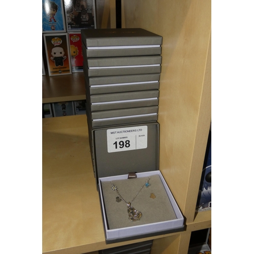 198 - 10 x Disney gift boxes each containing a 14k white gold plated Thumper necklace and pair of earrings... 