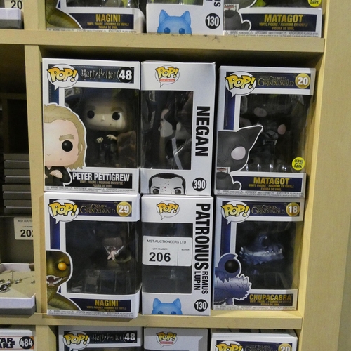 206 - 6 x various Funko Pop collectable bobble head figures - Boxed and unused. Not practical to list in d... 