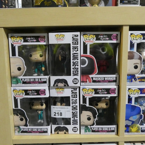 218 - 6 x various Funko Pop collectable bobble head figures - Boxed and unused. Not practical to list in d... 