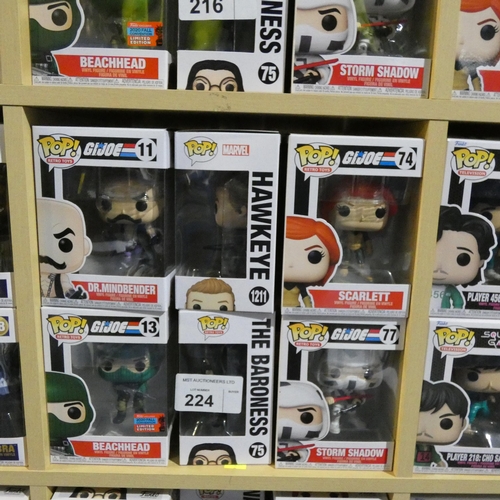 224 - 6 x various Funko Pop collectable bobble head figures - Boxed and unused. Not practical to list in d... 