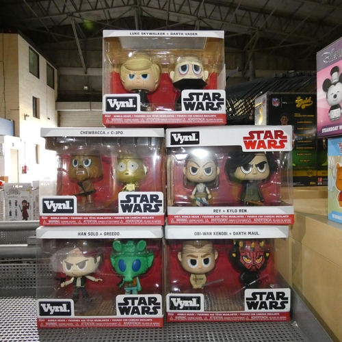 250 - 5 x boxes of Funko bobble head collectable figures featuring various characters from the Star Wars f... 