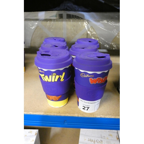 27 - 6 x various Cadbury travel mugs