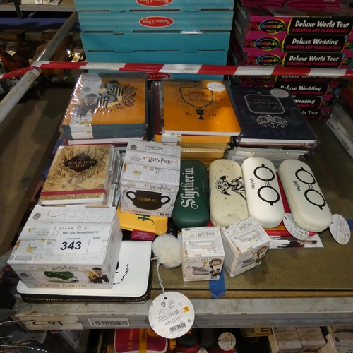 343 - A quantity of various Harry Potter branded items including spectacle cases, note books etc. Not prac... 