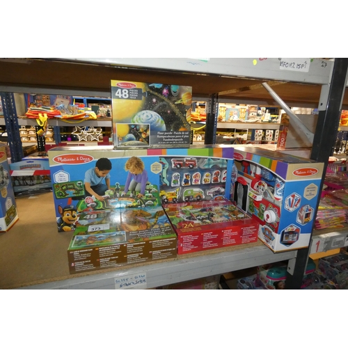 373 - 5 x Mellisa & Doug toy sets comprising a 22 piece Paw Patrol adventure bay activity rug, a rescue ca... 