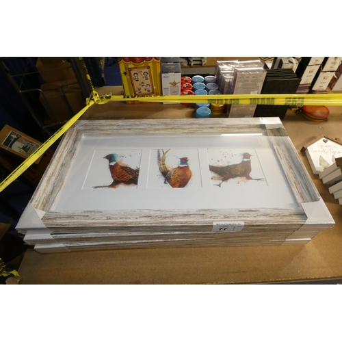 77 - 4 x framed prints of various animals (each frame contains 3 small prints)