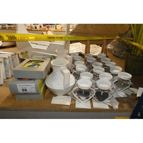 88 - A quantity of various gift items including tea light holders, jugs, scented candles etc