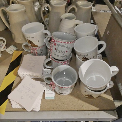 392 - A quantity of equine related mugs, drink coasters etc