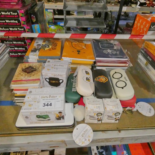 344 - A quantity of various Harry Potter branded items including spectacle cases, note books etc. Not prac... 